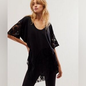 Free People Chasing You Black Lace Top Size Medium, Worn/Washed Once.